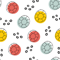 Doodle beach ball seamless pattern. hand drawn background. Vector illustration