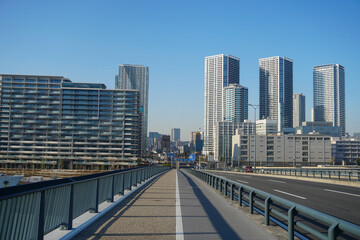 Fototapeta na wymiar Toyosu Bridge Tokyo Japan Walking Way Stock Photo Stock Images Stock Pictures