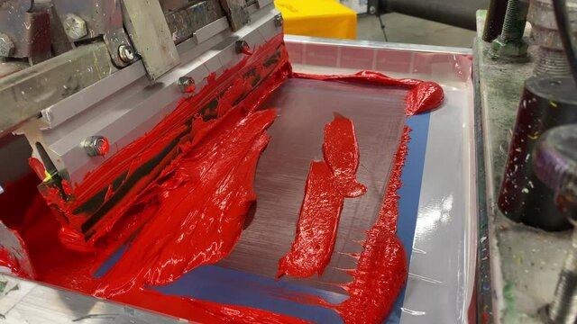 screen printing red ink applied