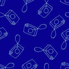 Doodle camera seamless pattern. hand drawn background. Vector illustration