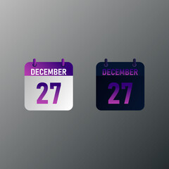 December daily calendar icon in flat design style. Vector illustration in light and dark design. 