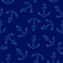 Doodle anchor seamless pattern. hand drawn background. Vector illustration