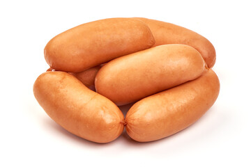 Boiled pork sausages, isolated on white background