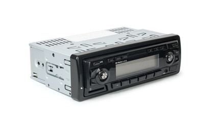 Old fashioned car radio with compact disk player