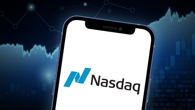 Nasdaq Stock Market Vector Illustration, With IPhone Splash Screen. Neutral Blue.