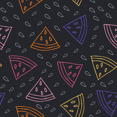 Doodle watermelon seamless pattern. hand drawn of a watermelon background Vector illustration