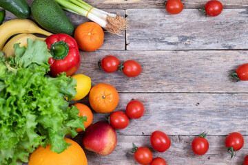 fresh vegetables on wooden table