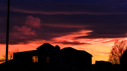 Sunset over the houses