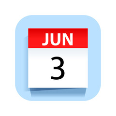 June 3. Calendar Icon. Vector Illustration.