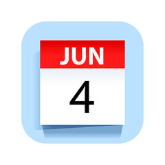 June 4. Calendar Icon. Vector Illustration.
