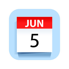 June 5. Calendar Icon. Vector Illustration.