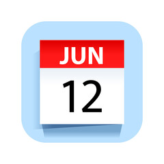 June 12. Calendar Icon. Vector Illustration.