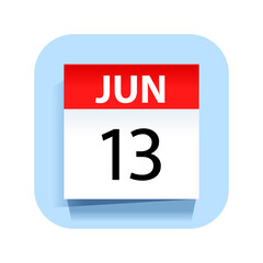 June 13. Calendar Icon. Vector Illustration.