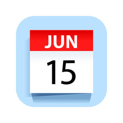 June 15. Calendar Icon. Vector Illustration.
