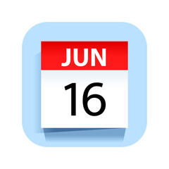 June 16. Calendar Icon. Vector Illustration.