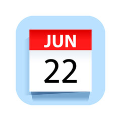 June 22. Calendar Icon. Vector Illustration.