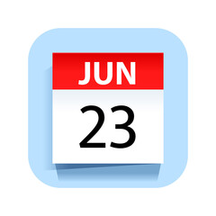 June 23. Calendar Icon. Vector Illustration.