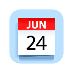 June 24. Calendar Icon. Vector Illustration.