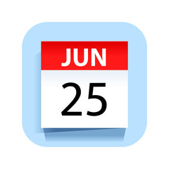 June 25. Calendar Icon. Vector Illustration.
