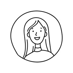 Woman icon. Hand drawn human avatar illustration in doodle sketch style. Vector image.