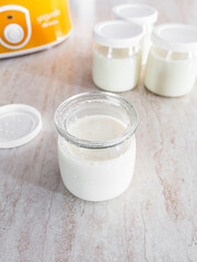 Homemade yogurt jar with yogurt maker