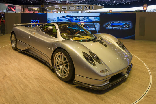 Geneva / Switzerland - march 9 2019 : Pagani celebrates 20 years of Zonda in the last Geneva International Motor Show 