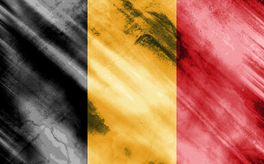 Belgium flag on old fabric