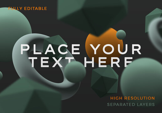 Arrangement of Antigravity Geometric Shapes in 3D Effect Mockup