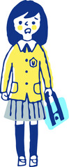 困っている表情の制服姿の女の子