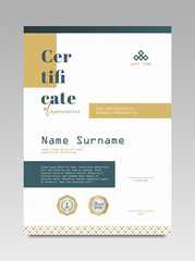 Certificate template awards diploma background vector modern design simple elegant and luxurious elegant. layout vertical in A4 size