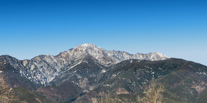 The San Gabriel Mountains with snow on Cucamonga Peak