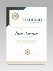 Certificate template awards diploma background vector modern design simple elegant and luxurious elegant. layout vertical in A4 size