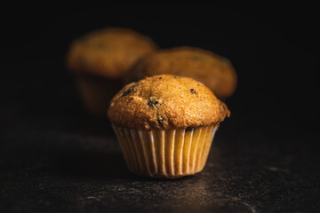Vanilla muffins. Sweet cupcakes.