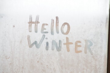 Hello winter. The inscription on the frozen glass. © Markgraf Ave