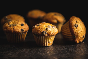 Vanilla muffins. Sweet cupcakes.
