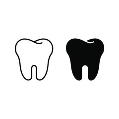 Collection of tooth icon in flat design. Color editable on white background