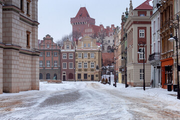 Poznan. Market square on a winter day.