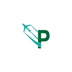 Letter P with plane logo icon design vector