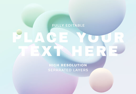 3D Rendering of Pastel Geometric Shapes Floating in Space