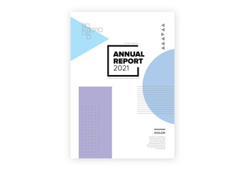Annual Report Front Cover Page Layout with Abstract Geometry Shapes
