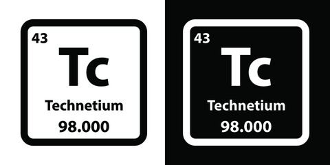 Tc	Technetium chemical element icon. The chemical element of the periodic table. Sign with atomic number. 