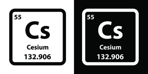 Cs	Caesium chemical element icon. The chemical element of the periodic table. Sign with atomic number. 