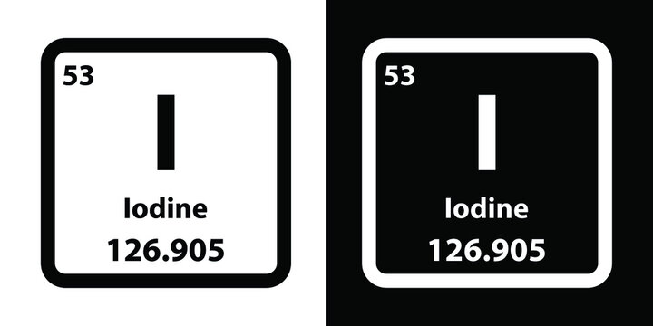 I	Iodine chemical element icon. The chemical element of the periodic table. Sign with atomic number. 