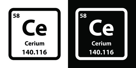 Ce	Cerium chemical element icon. The chemical element of the periodic table. Sign with atomic number. 