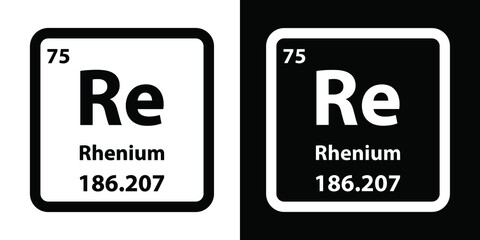 Re	Rhenium chemical element icon. The chemical element of the periodic table. Sign with atomic number. 