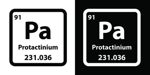 Pa	Protactinium chemical element icon. The chemical element of the periodic table. Sign with atomic number. 