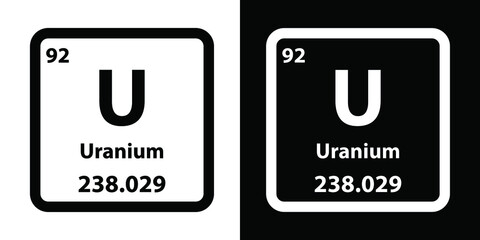 U Uranium chemical element icon. The chemical element of the periodic table. Sign with atomic number.  © veronchick84