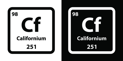 Cf	Californium chemical element icon. The chemical element of the periodic table. Sign with atomic number. 