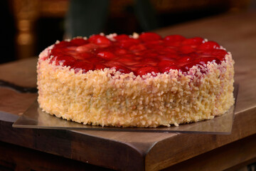 Homemade angel food cake with fresh berries