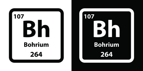 Bh	Bohrium chemical element icon. The chemical element of the periodic table. Sign with atomic number. 